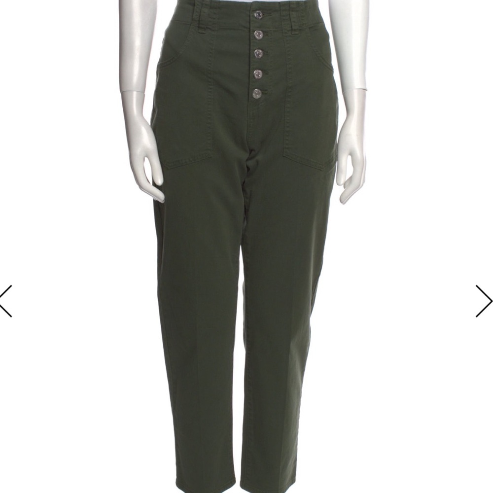 Veronica Beard Jeans Army Green Arya Straight Leg High Rise Pants  Size 28
